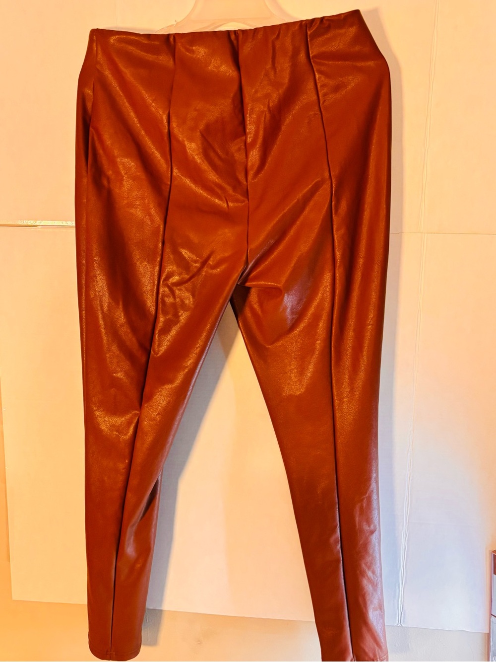 Brown Faux Tapered Pants